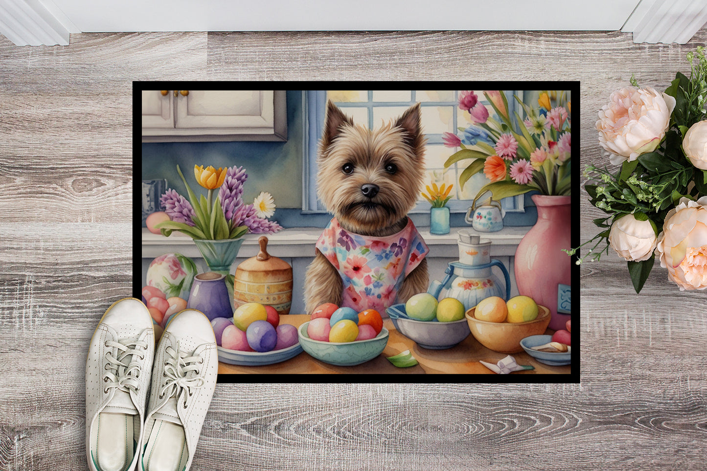 Decorating Easter Cairn Terrier Doormat