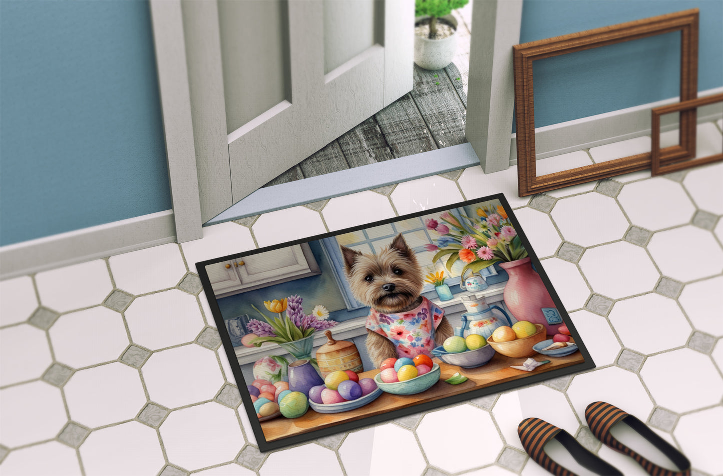 Decorating Easter Cairn Terrier Doormat