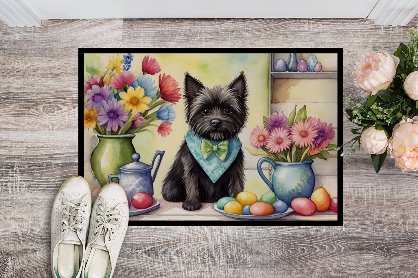 Decorating Easter Cairn Terrier Doormat