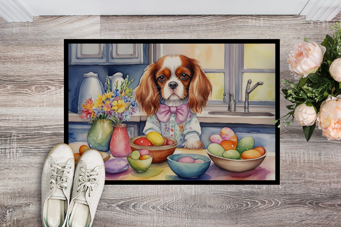 Decorating Easter Cavalier Spaniel Doormat