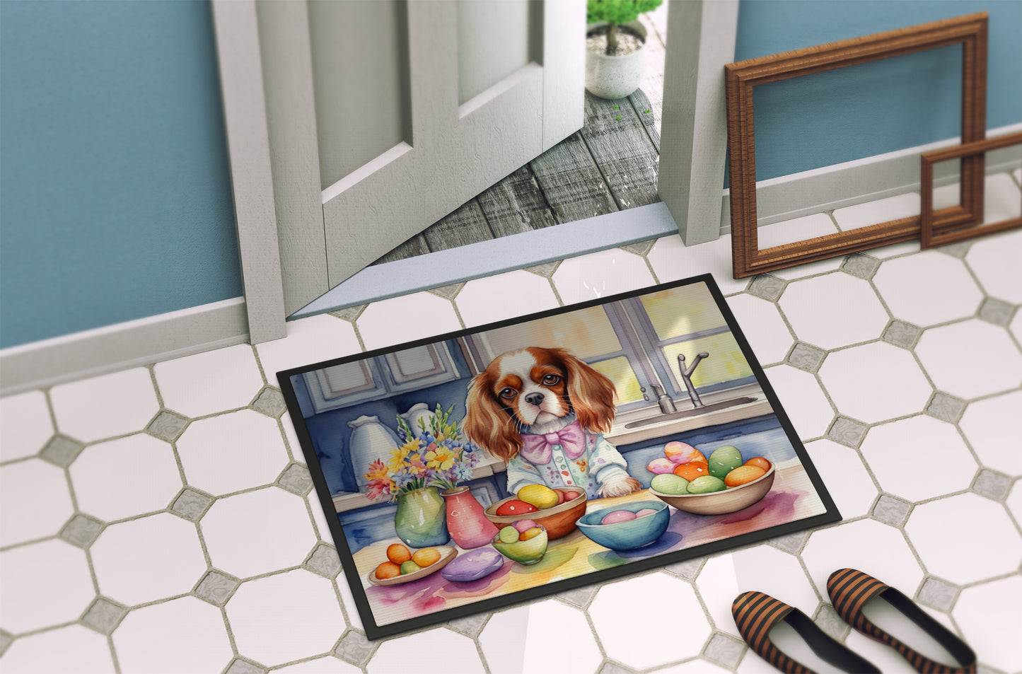 Decorating Easter Cavalier Spaniel Doormat