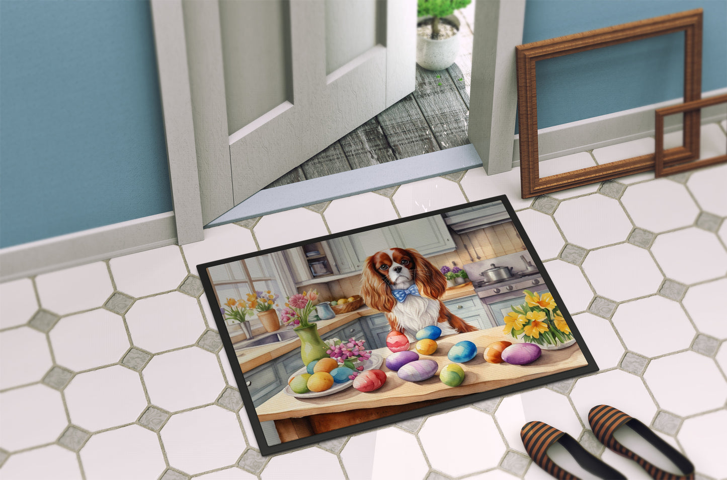 Decorating Easter Cavalier Spaniel Doormat