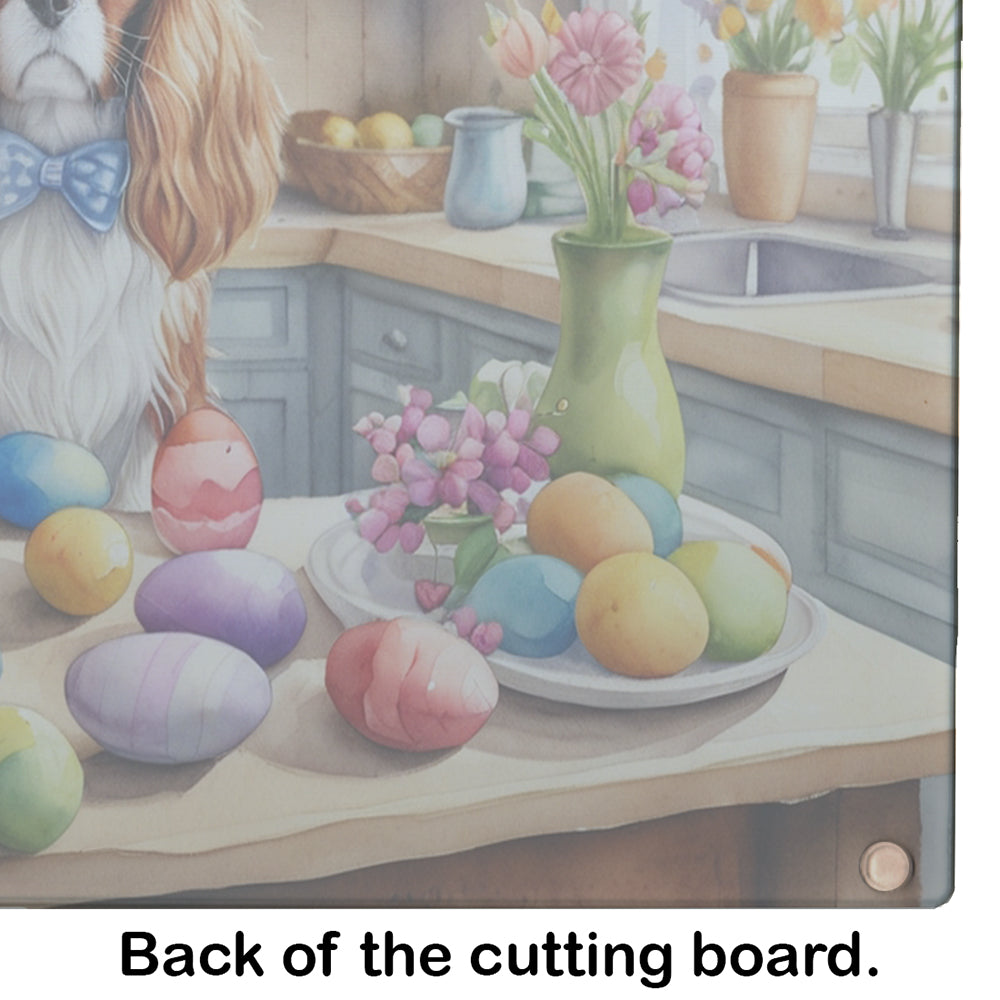 Decorating Easter Cavalier Spaniel Glass Cutting Board