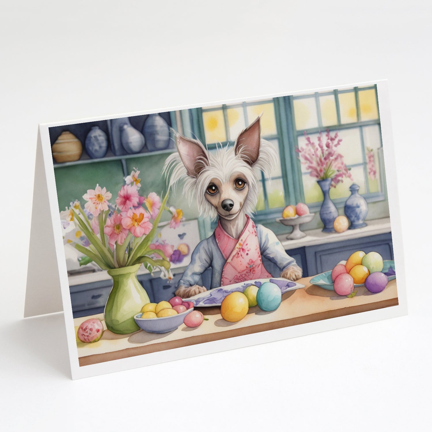 Buy this Decorating Easter Chinese Crested Greeting Cards Pack of 8