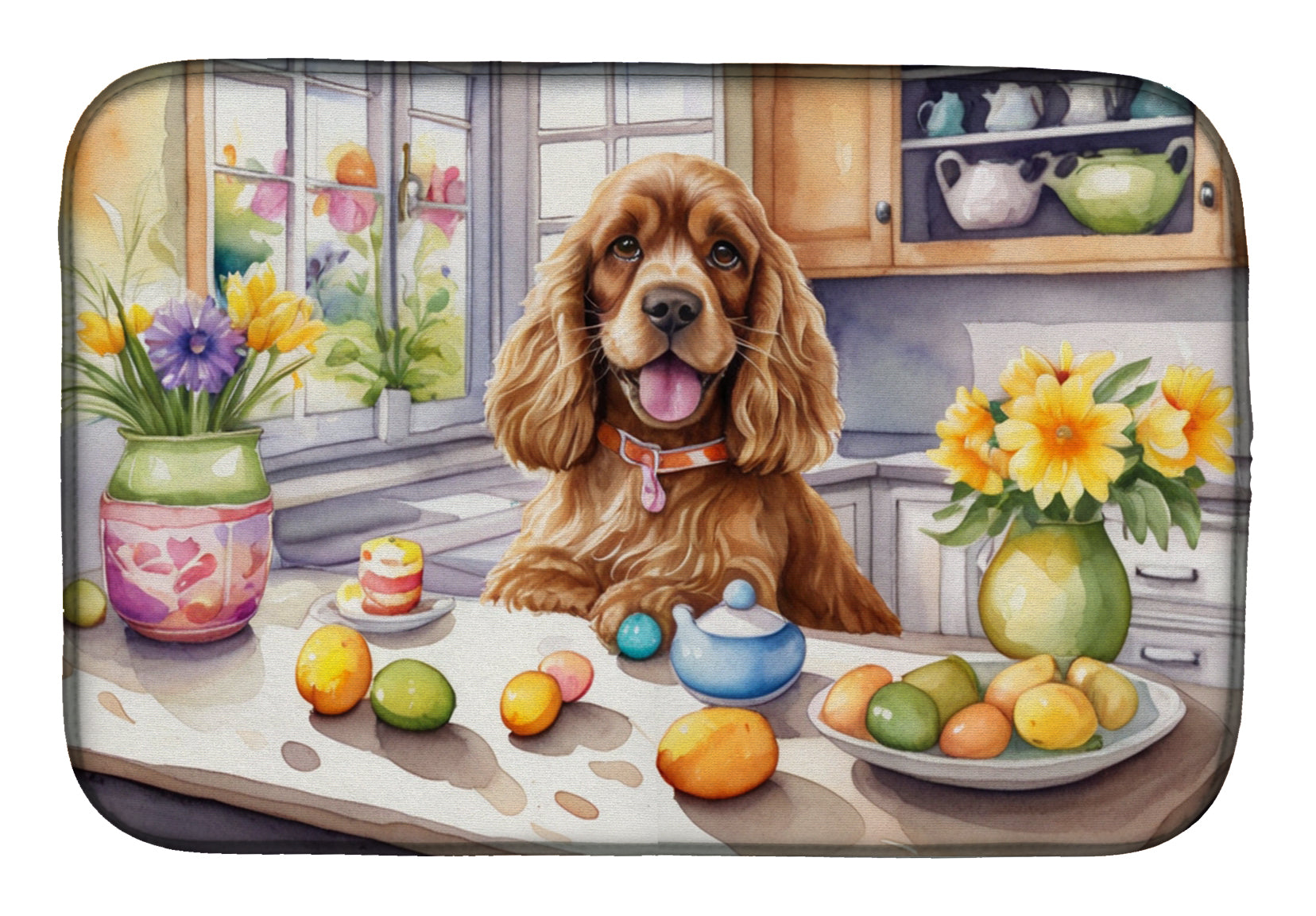 Buy this Decorating Easter Cocker Spaniel Dish Drying Mat