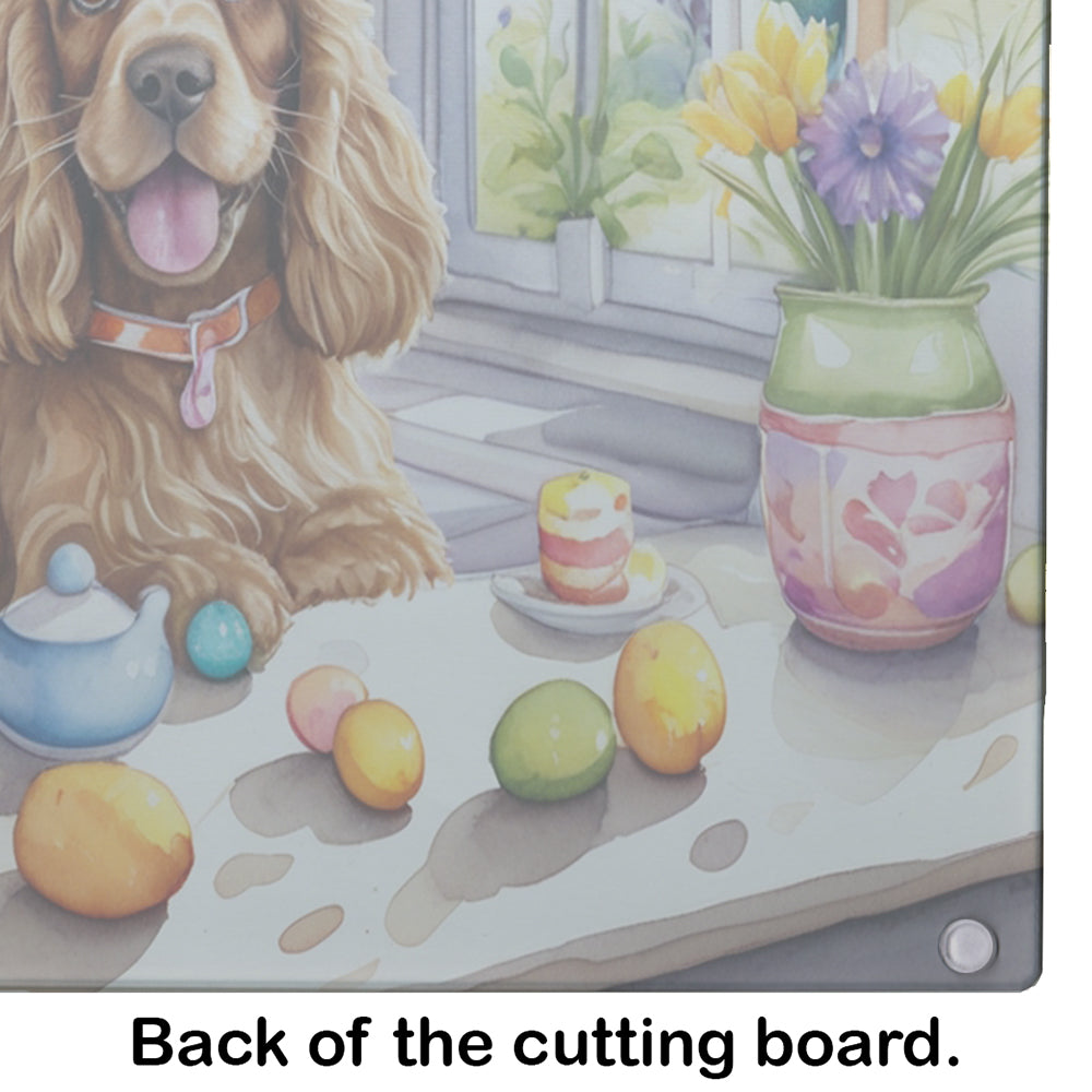 Decorating Easter Cocker Spaniel Glass Cutting Board