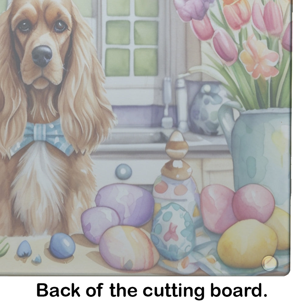 Decorating Easter Cocker Spaniel Glass Cutting Board