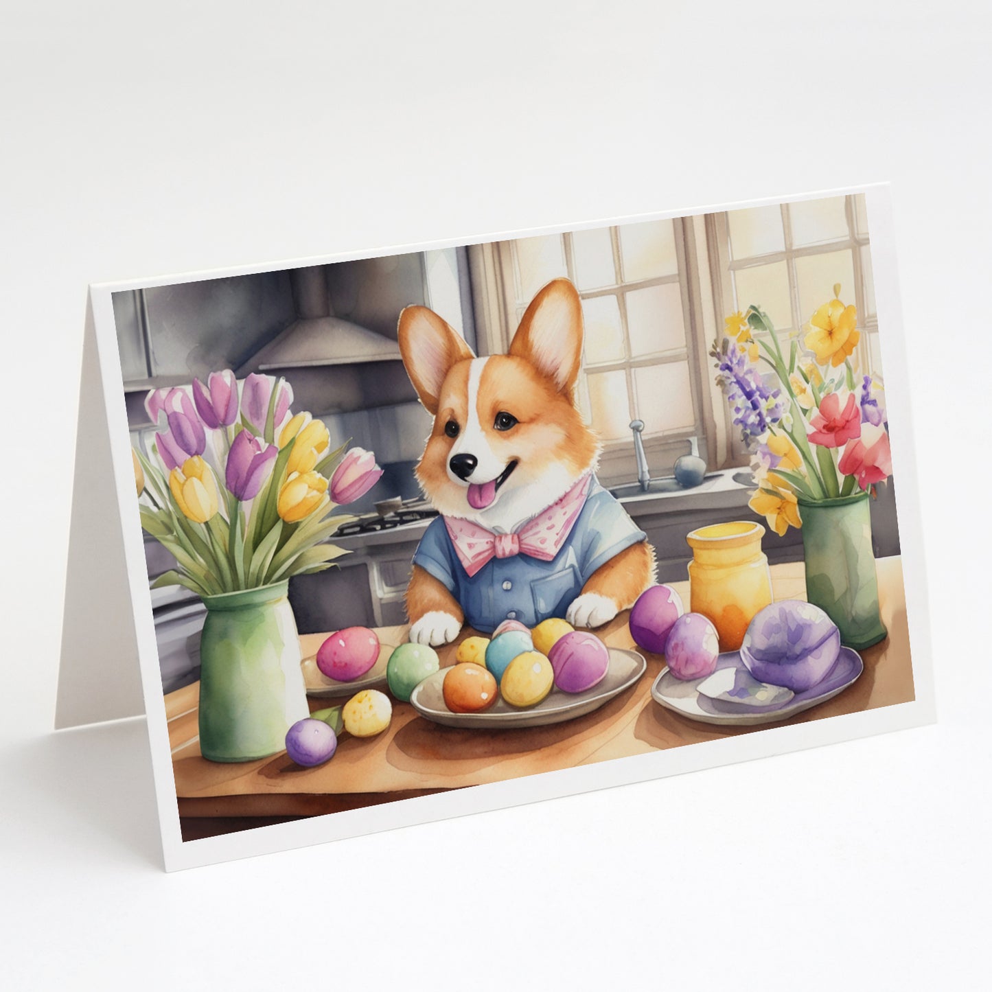 Buy this Decorating Easter Corgi Greeting Cards Pack of 8