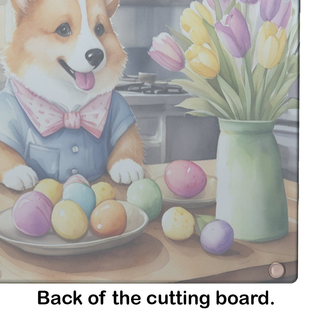 Decorating Easter Corgi Glass Cutting Board