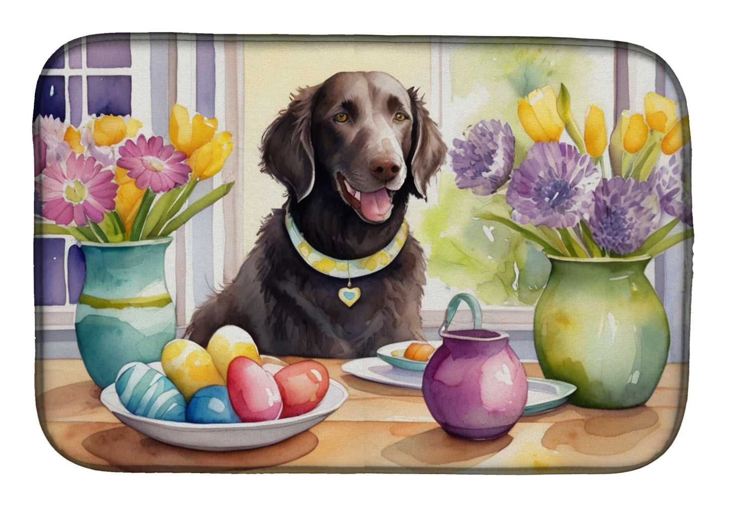 Buy this Decorating Easter Curly-Coated Retriever Dish Drying Mat