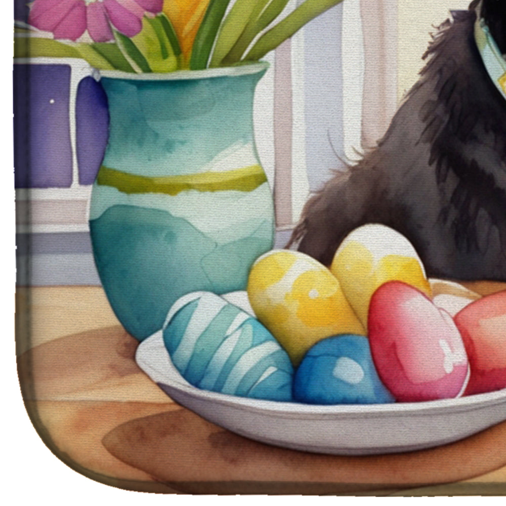 Decorating Easter Curly-Coated Retriever Dish Drying Mat