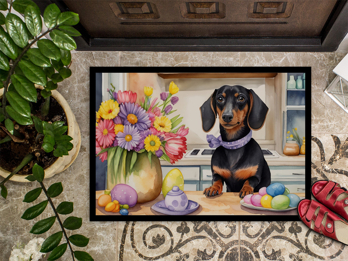 Decorating Easter Dachshund Doormat