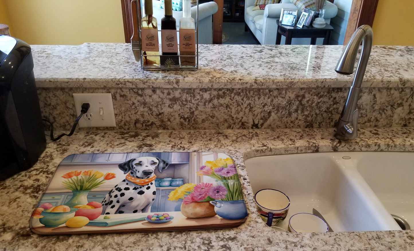 Decorating Easter Dalmatian Dish Drying Mat