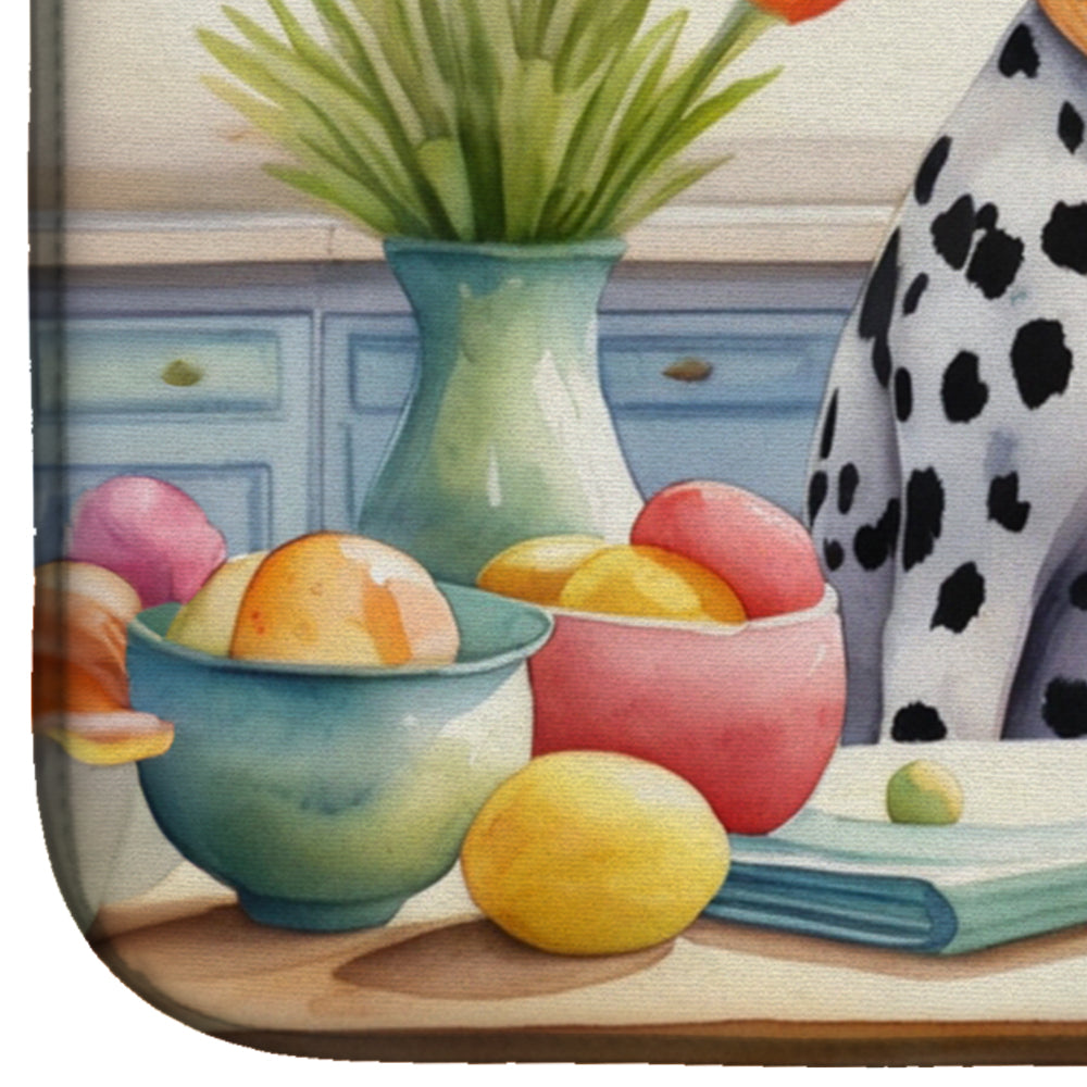 Decorating Easter Dalmatian Dish Drying Mat