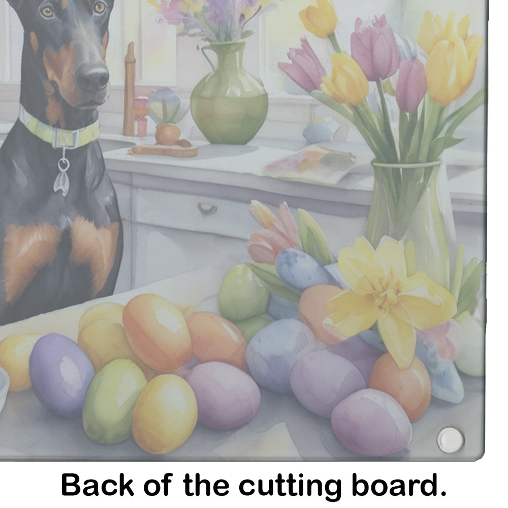 Decorating Easter Doberman Pinscher Glass Cutting Board