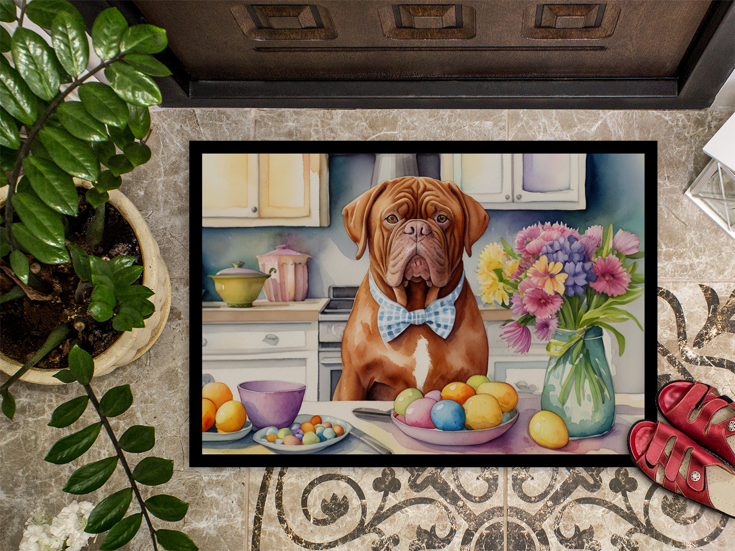 Decorating Easter Dogue de Bordeaux Doormat