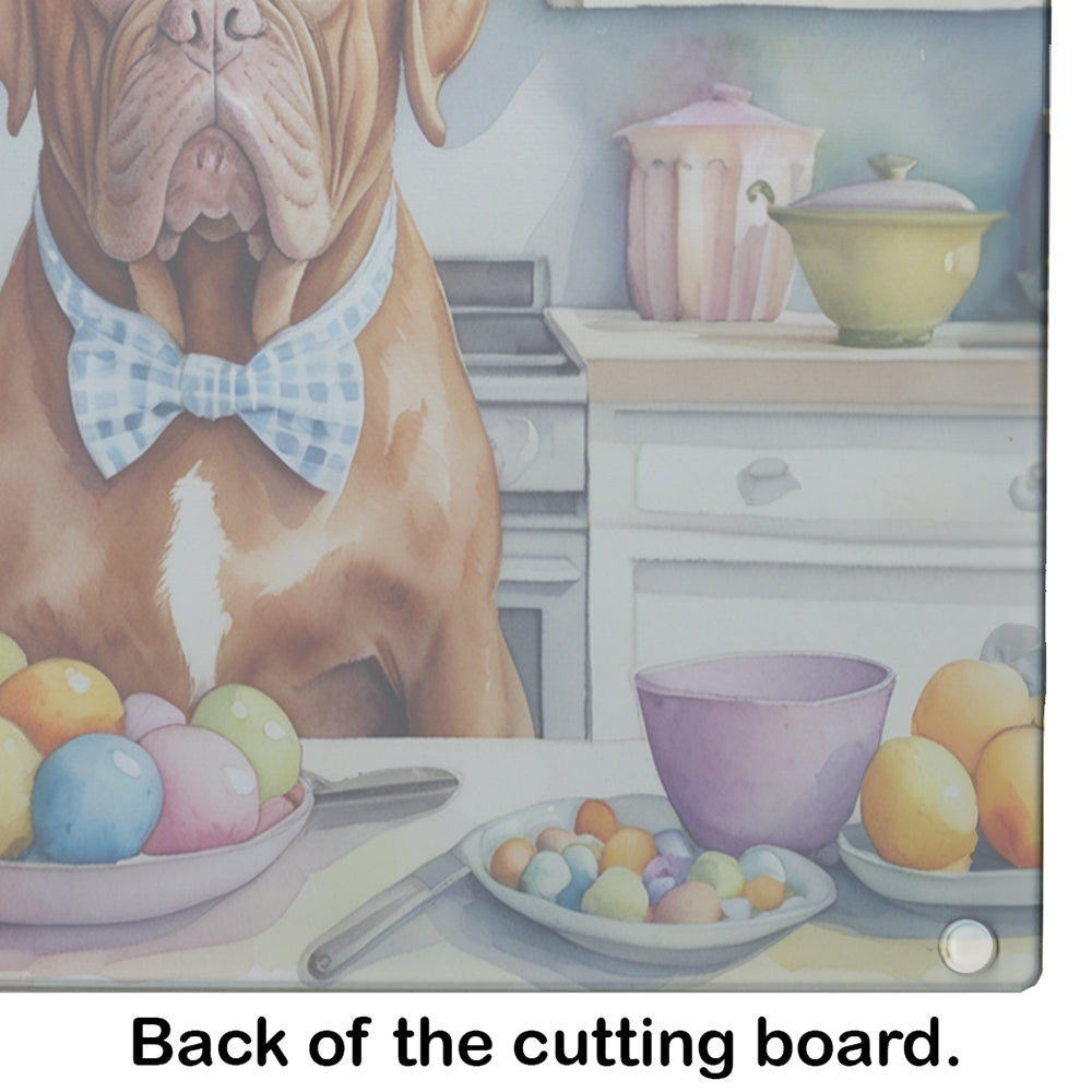 Decorating Easter Dogue de Bordeaux Glass Cutting Board