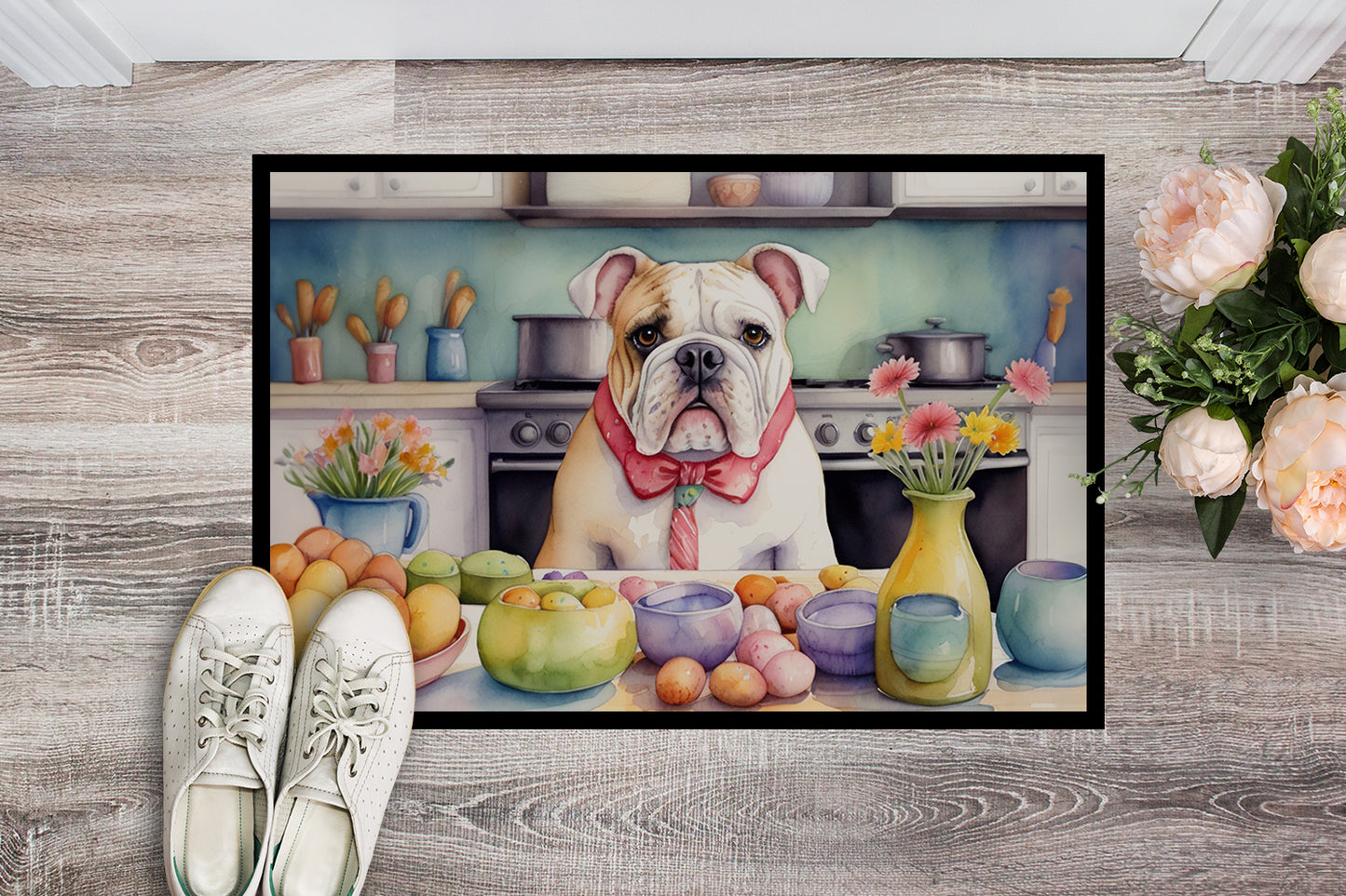 Decorating Easter English Bulldog Doormat