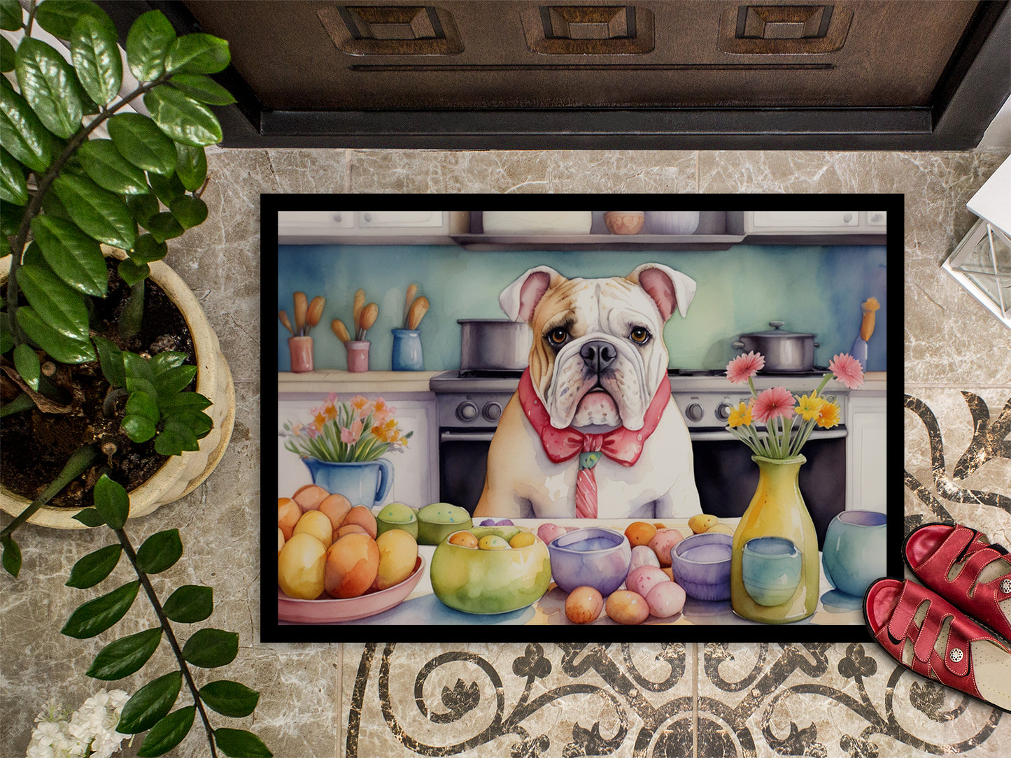 Decorating Easter English Bulldog Doormat