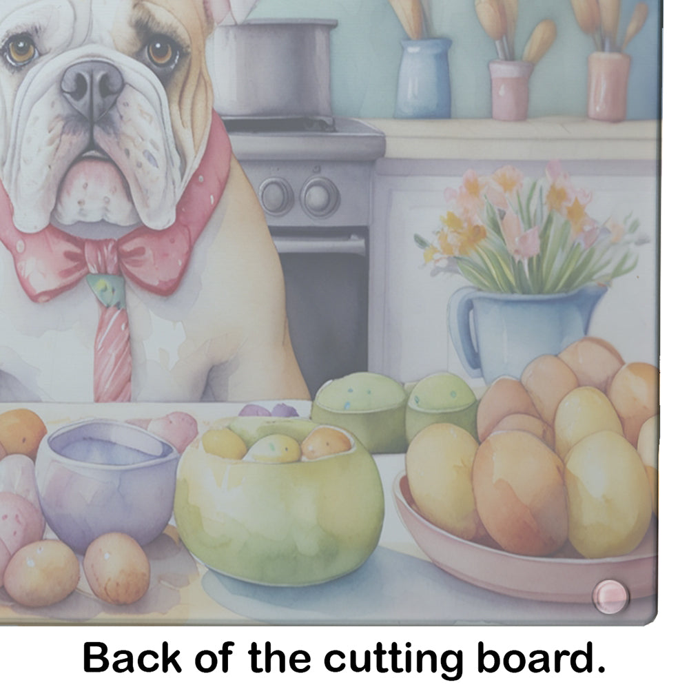 Decorating Easter English Bulldog Glass Cutting Board