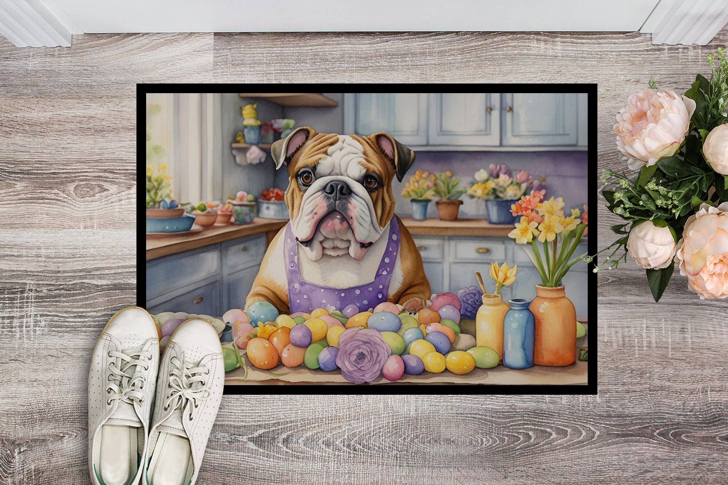 Decorating Easter English Bulldog Doormat