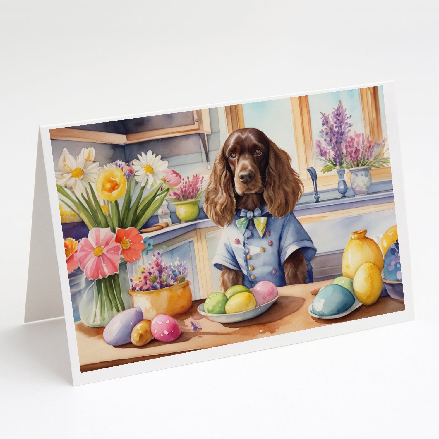 Buy this Decorating Easter English Cocker Spaniel Greeting Cards Pack of 8