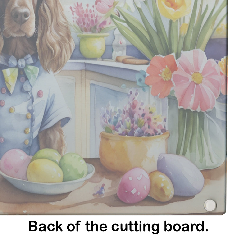 Decorating Easter English Cocker Spaniel Glass Cutting Board