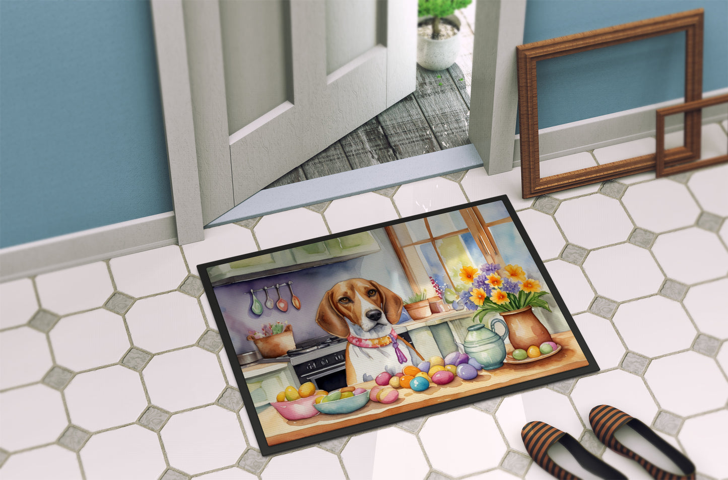 Decorating Easter English Foxhound Doormat