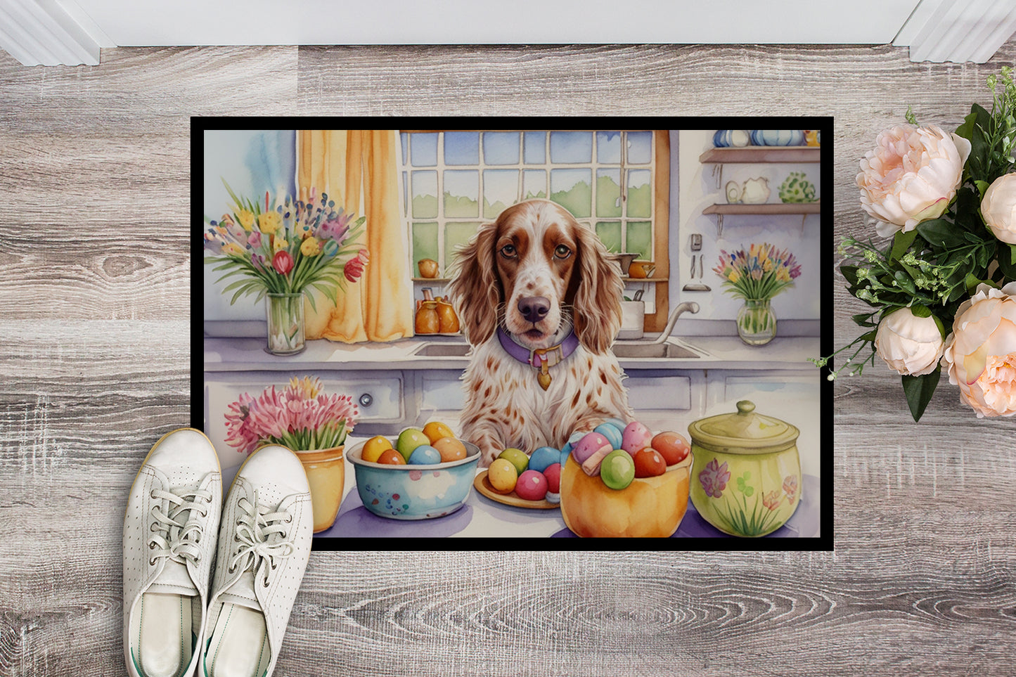 Decorating Easter English Setter Doormat