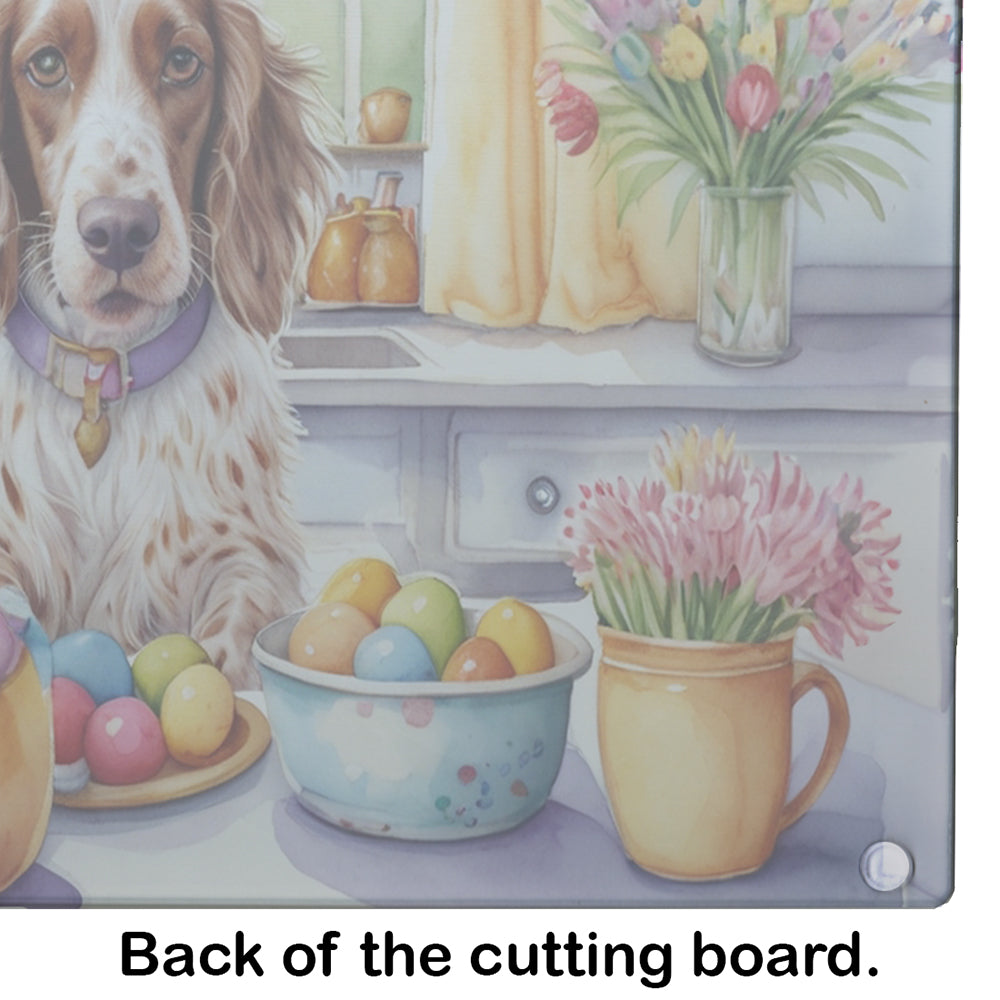 Decorating Easter English Setter Glass Cutting Board