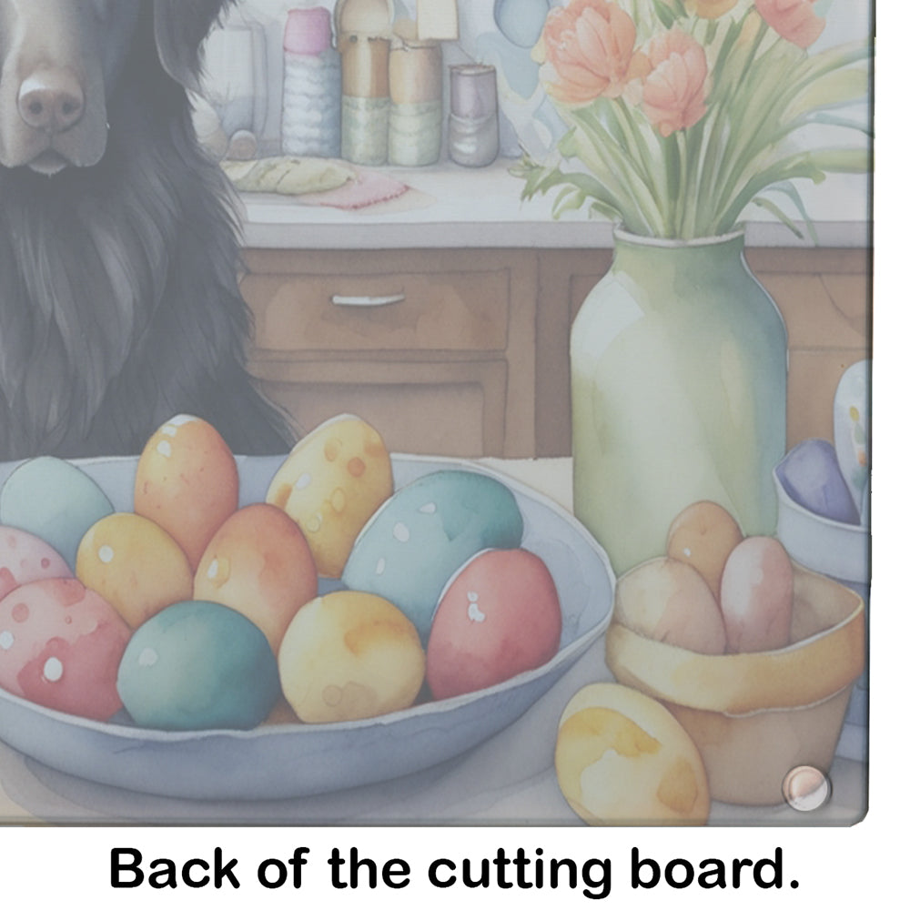 Decorating Easter Flat-Coated Retriever Glass Cutting Board