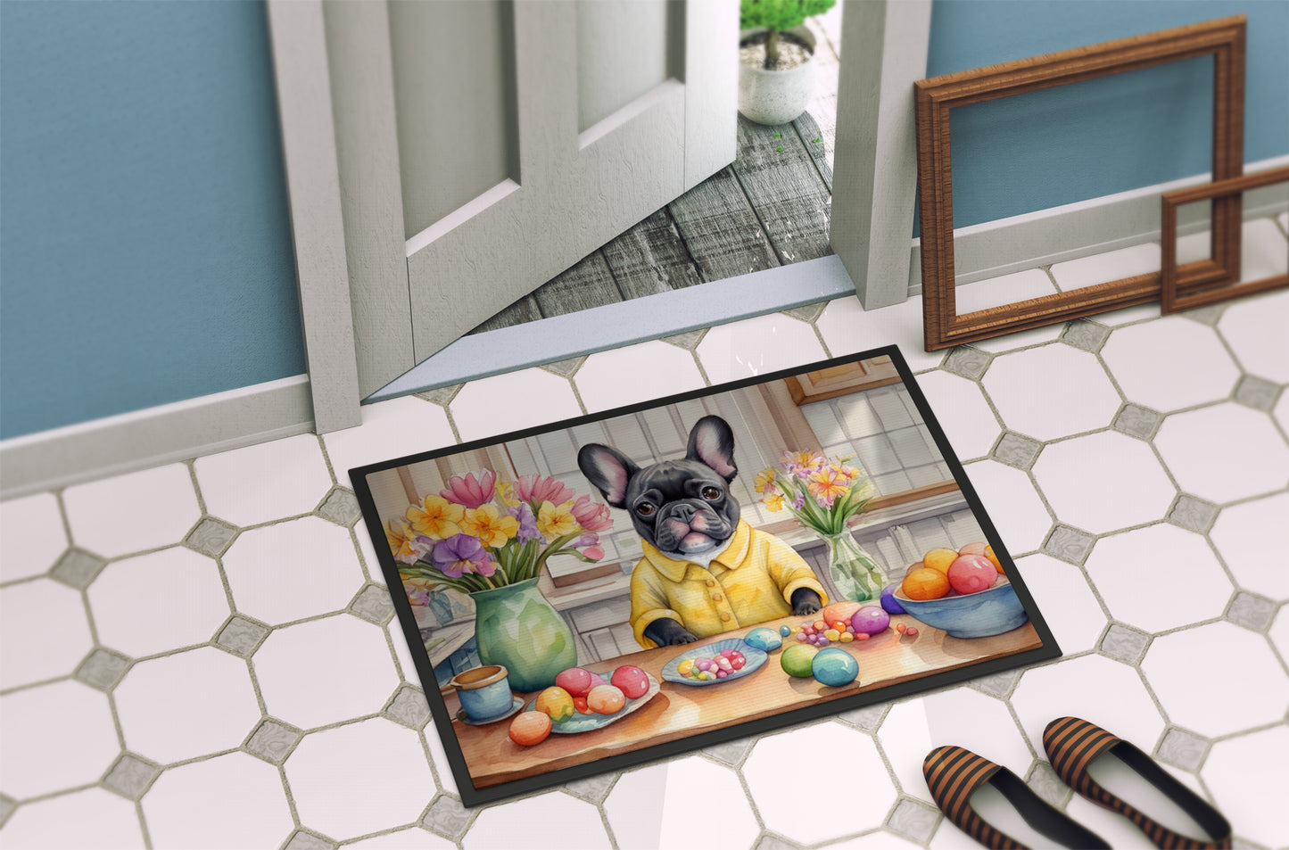 Decorating Easter French Bulldog Doormat