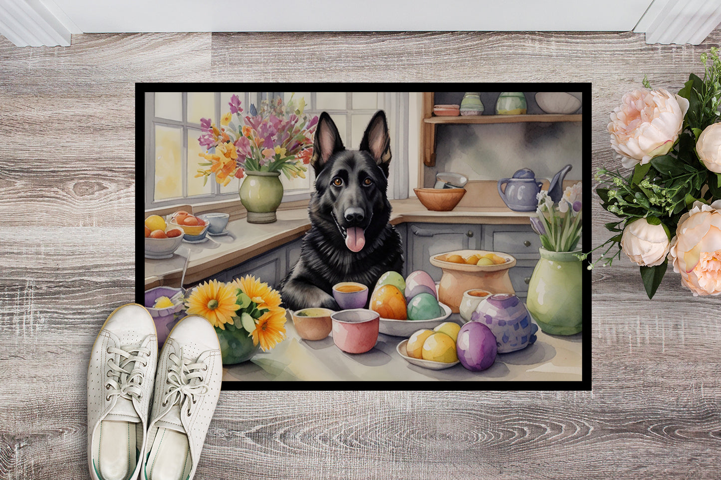 Decorating Easter German Shepherd Doormat