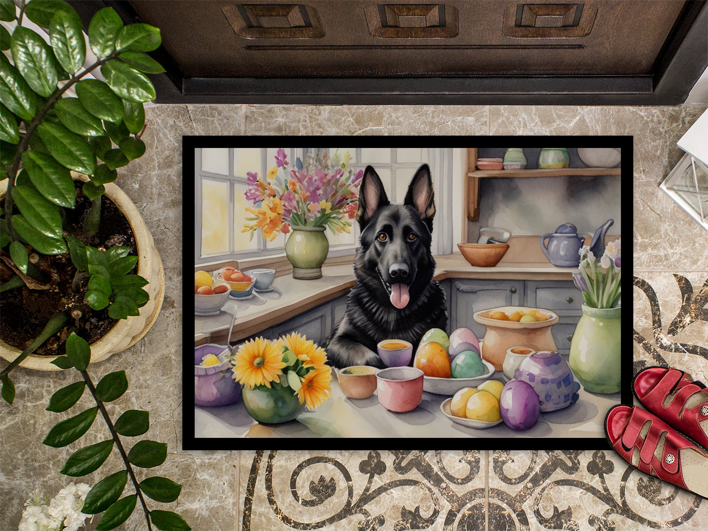 Decorating Easter German Shepherd Doormat