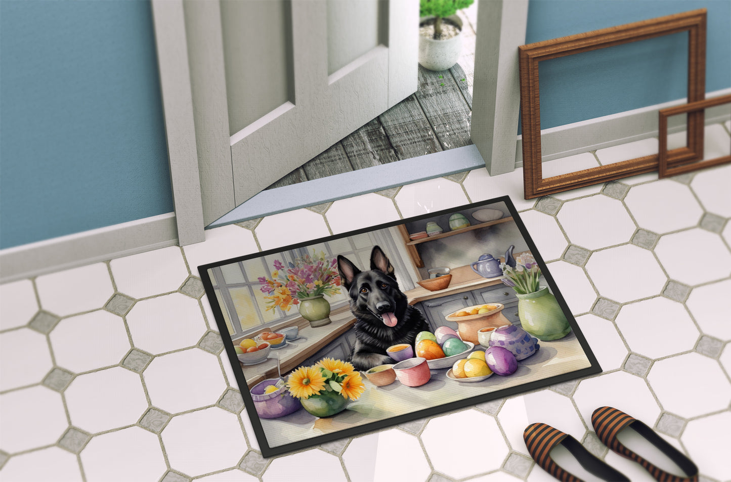 Decorating Easter German Shepherd Doormat