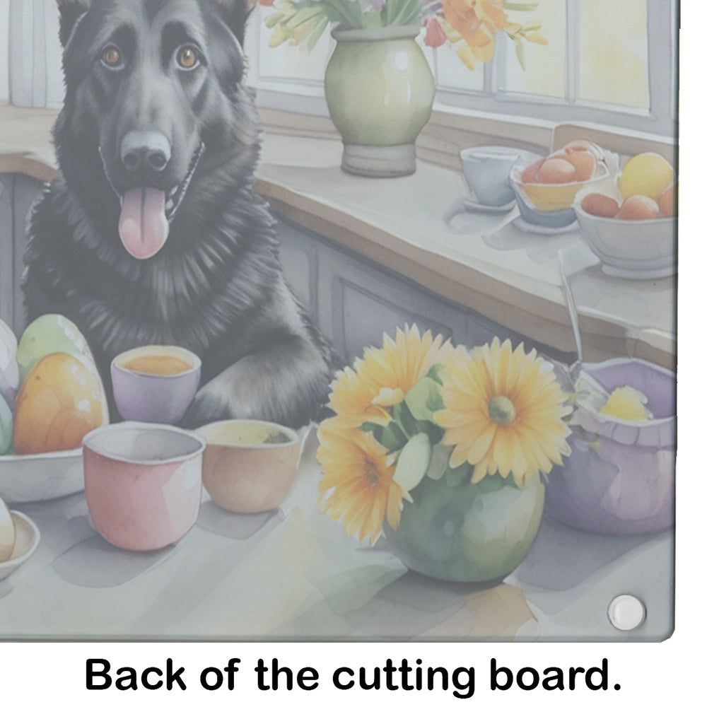 Decorating Easter German Shepherd Glass Cutting Board