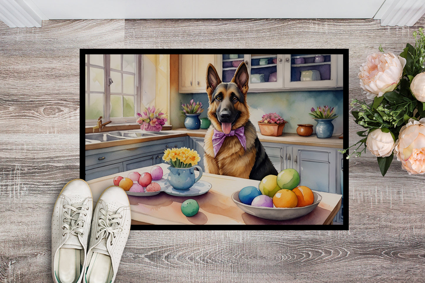 Decorating Easter German Shepherd Doormat