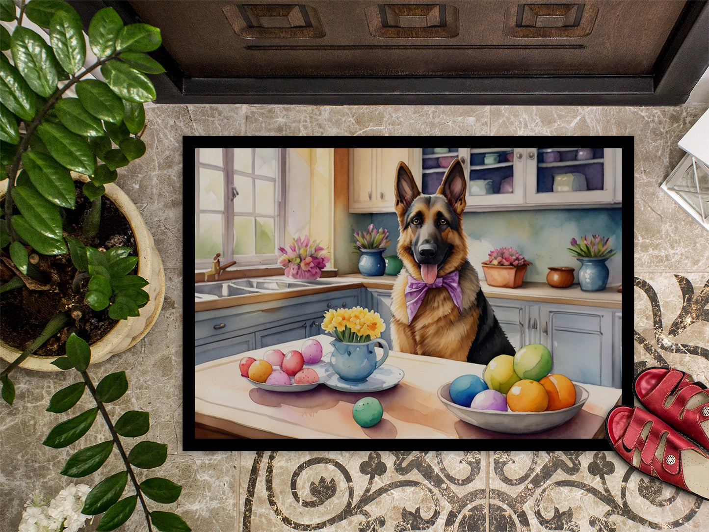 Decorating Easter German Shepherd Doormat