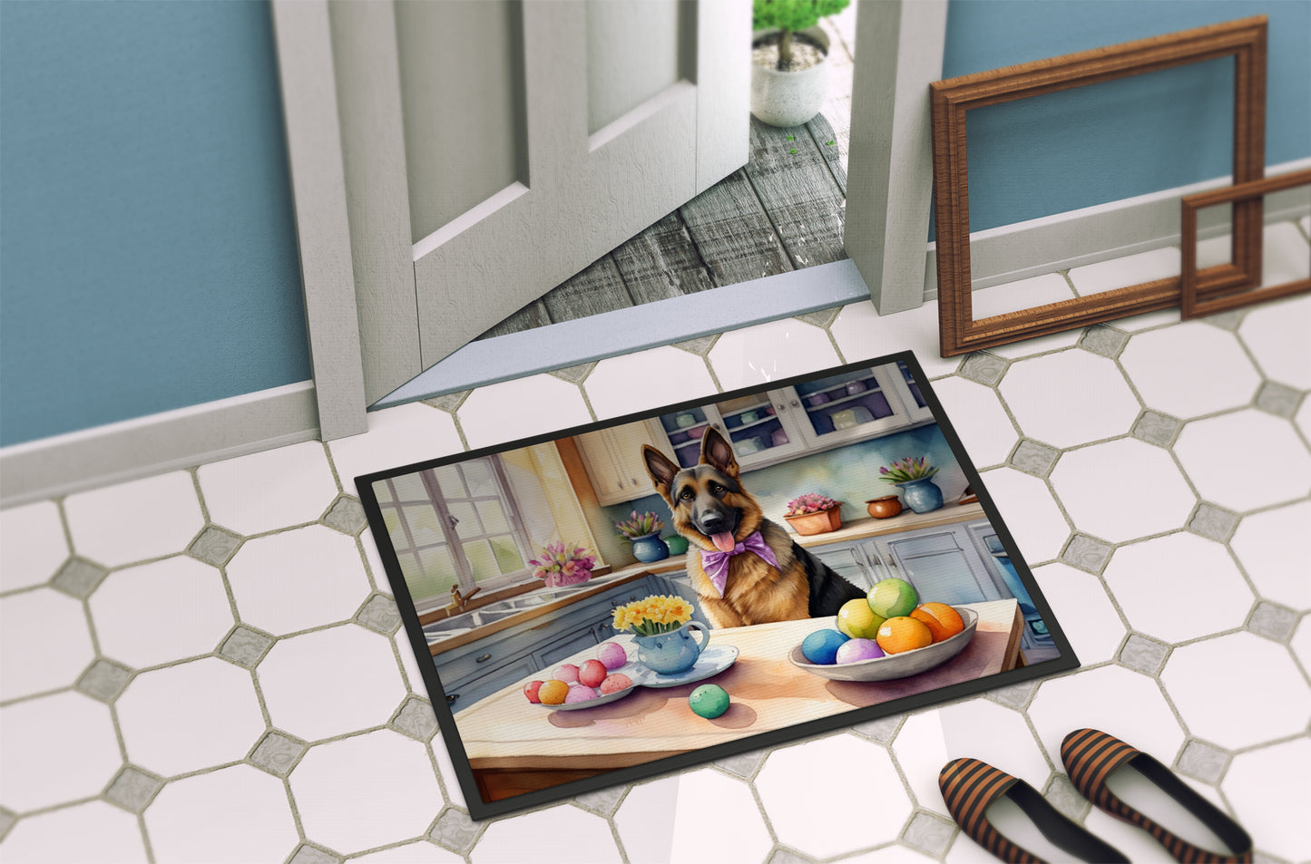 Decorating Easter German Shepherd Doormat