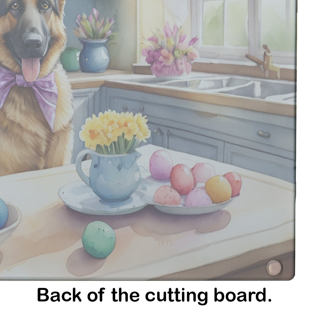 Decorating Easter German Shepherd Glass Cutting Board