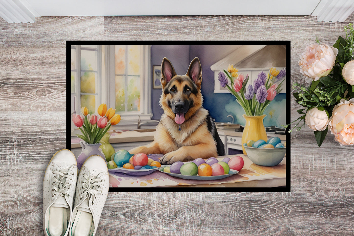 Decorating Easter German Shepherd Doormat