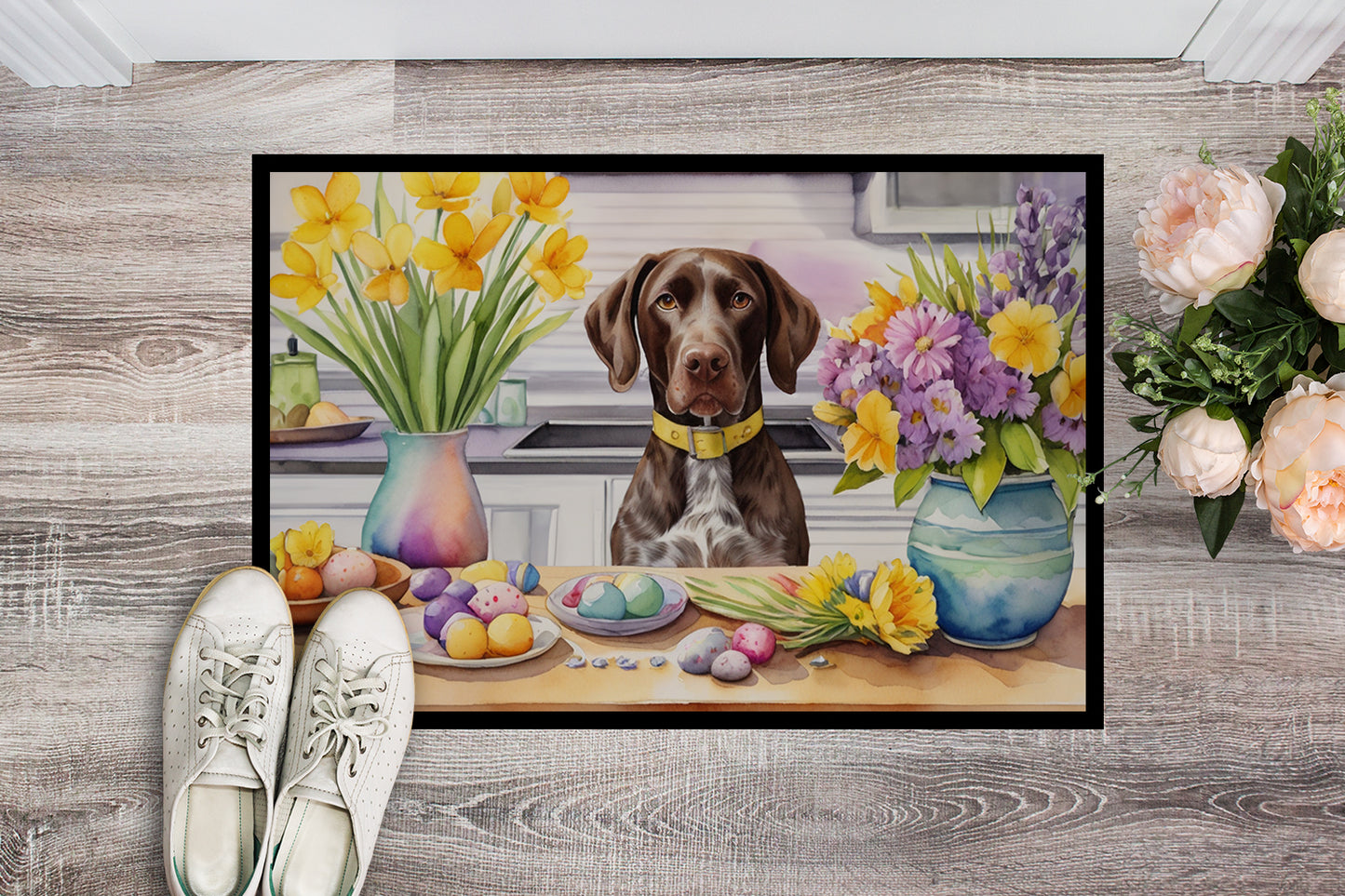 Decorating Easter German Shorthaired Pointer Doormat