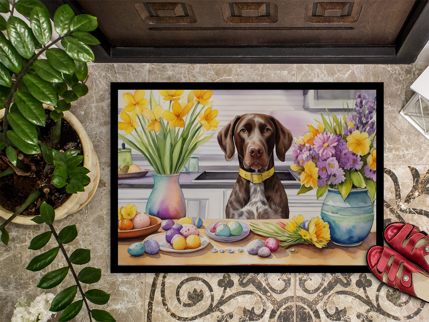 Decorating Easter German Shorthaired Pointer Doormat