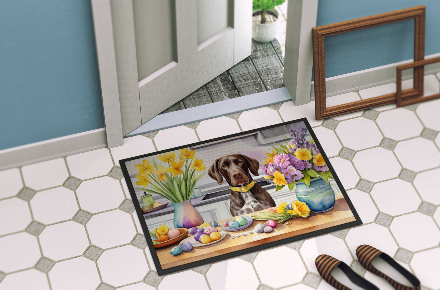 Decorating Easter German Shorthaired Pointer Doormat