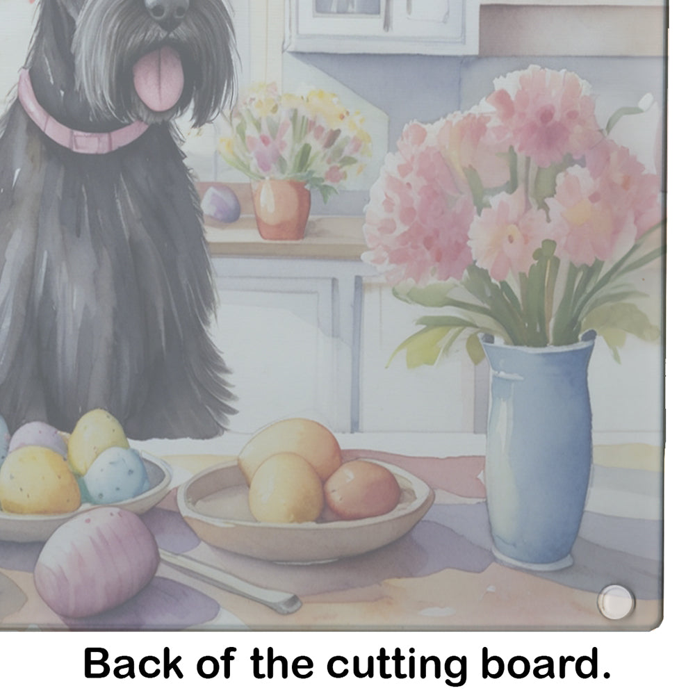 Decorating Easter Giant Schnauzer Glass Cutting Board