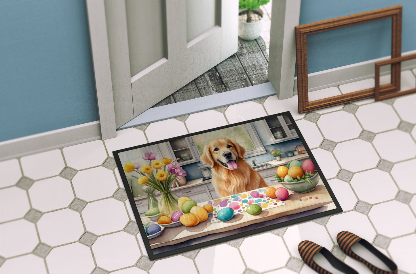 Decorating Easter Golden Retriever Doormat