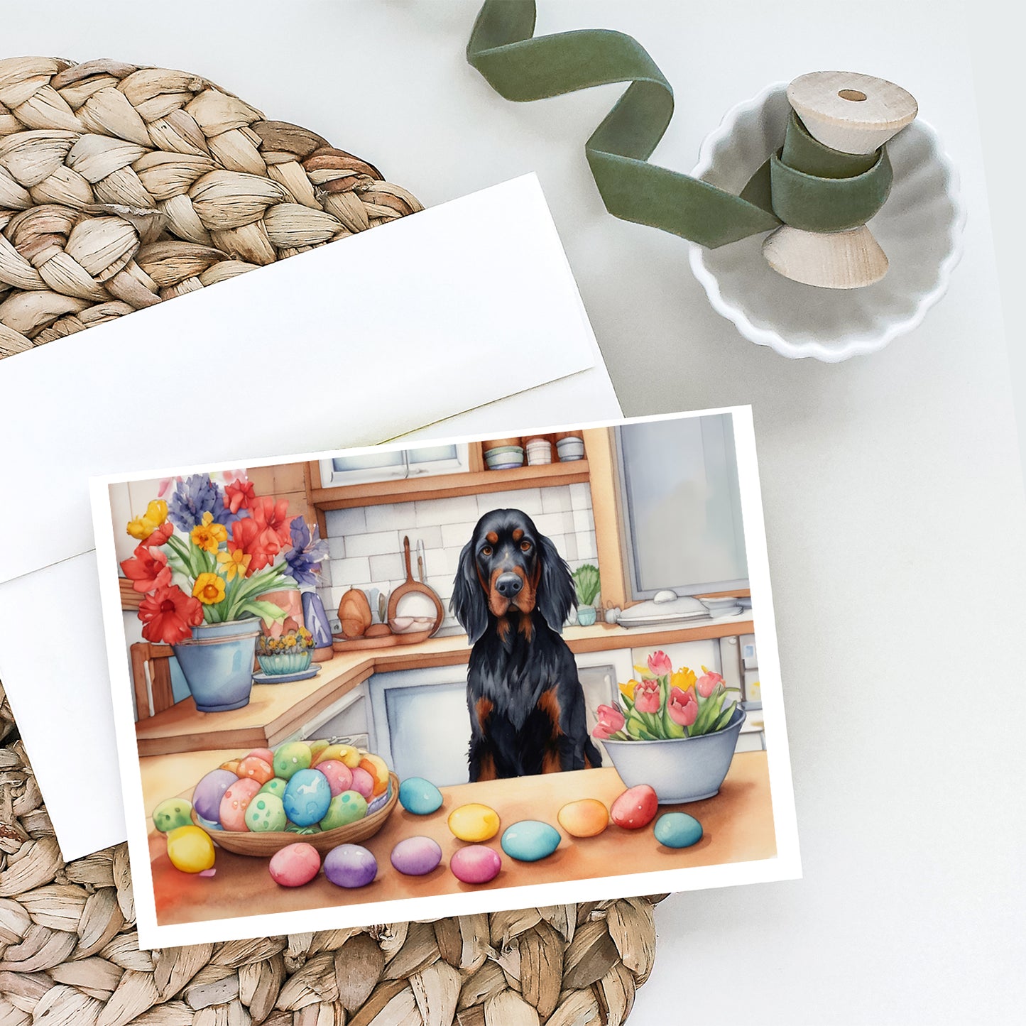 Decorating Easter Gordon Setter Greeting Cards Pack of 8