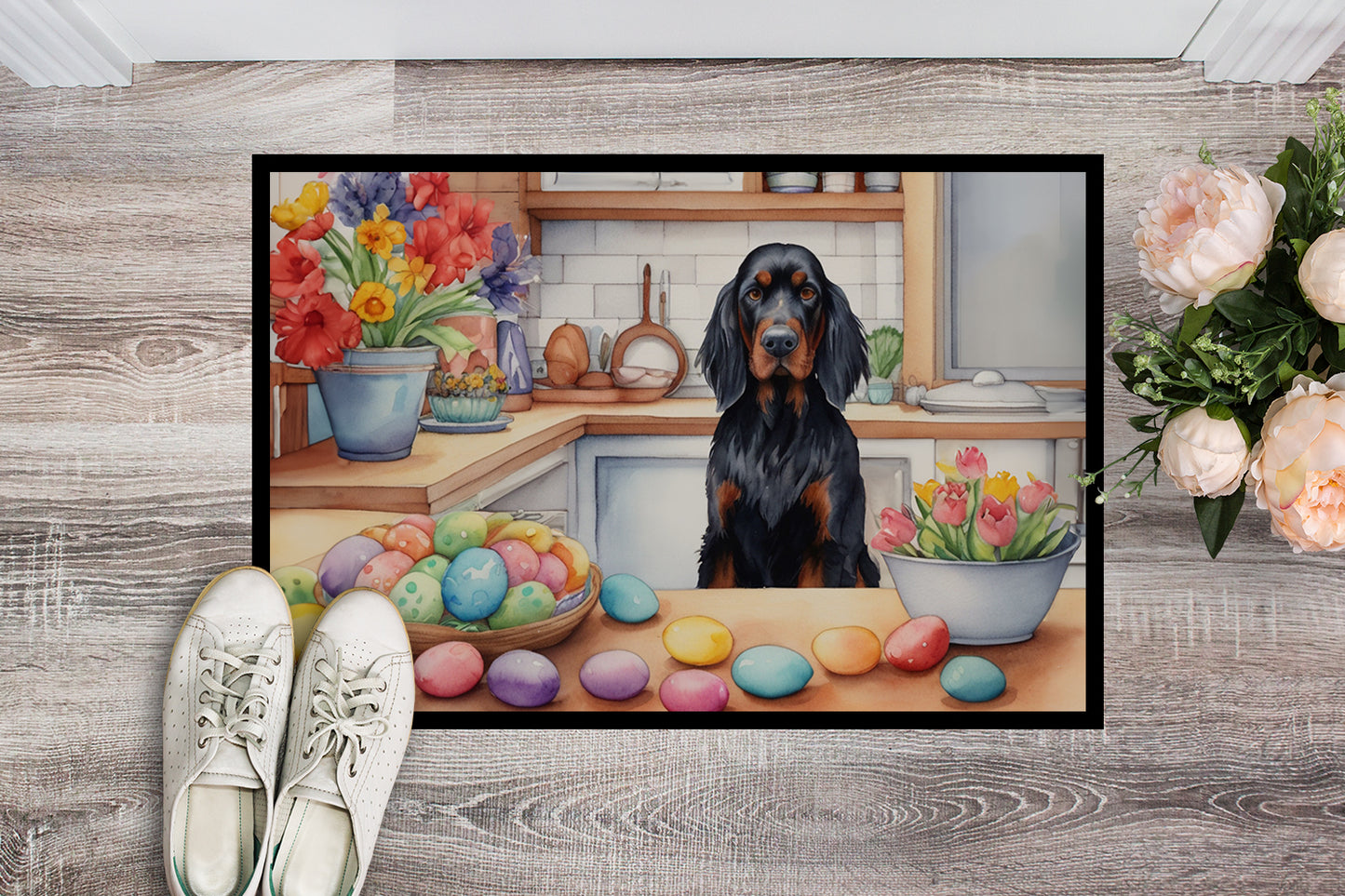 Decorating Easter Gordon Setter Doormat