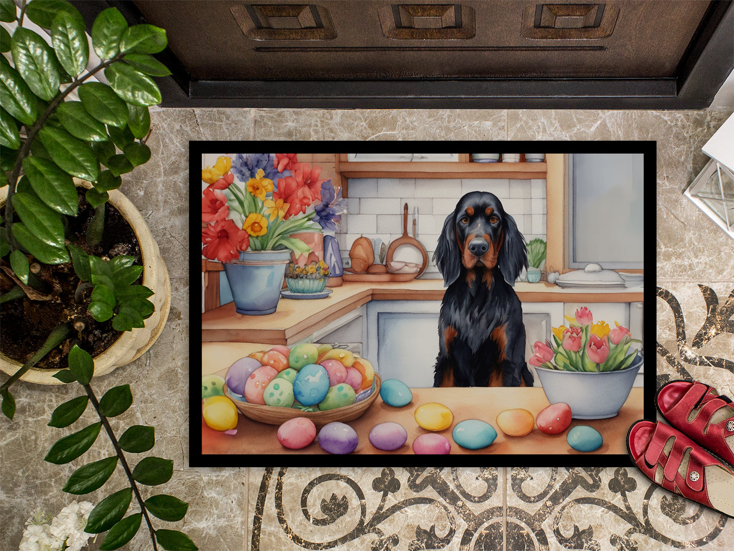 Decorating Easter Gordon Setter Doormat