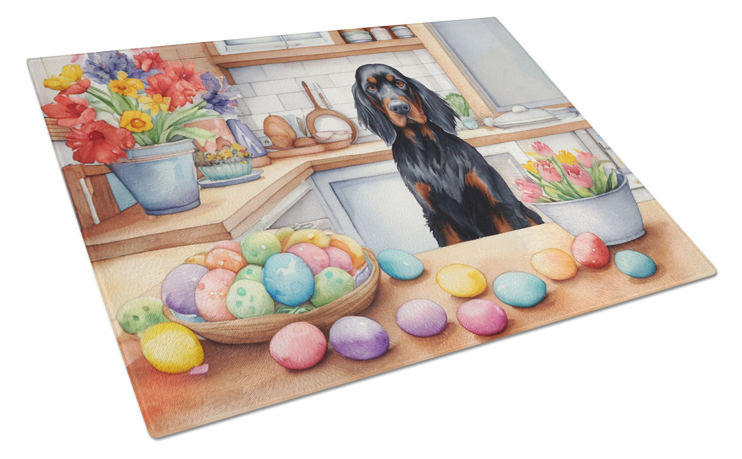 Buy this Decorating Easter Gordon Setter Glass Cutting Board